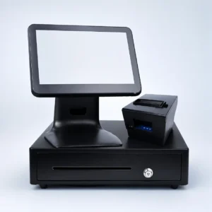 12.1 inch touchscreen point of sale system with receipt printer and cash drawer