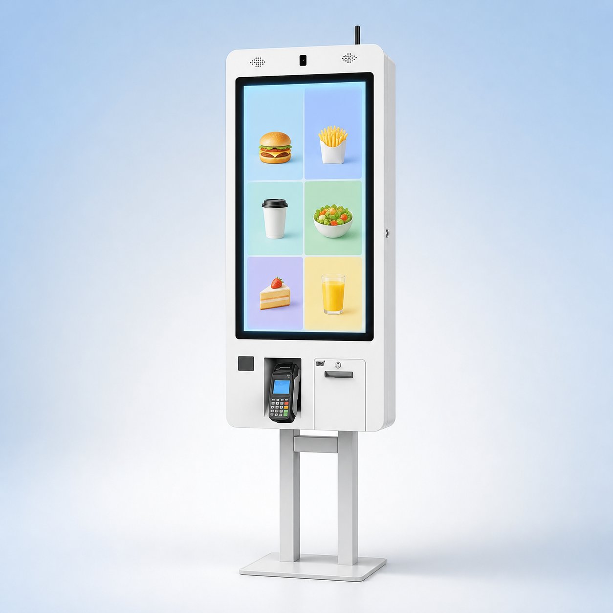 Self-service ordering kiosk with integrated card payment