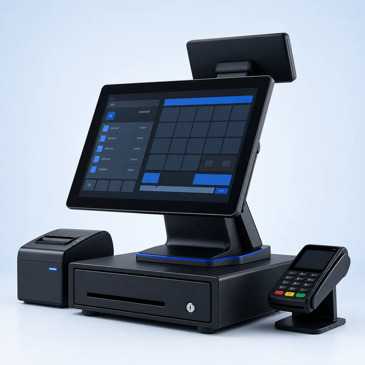 Professional Windows touchscreen point of sale terminal with customer display